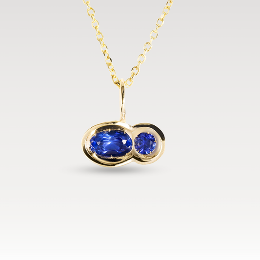 Blue Sapphire East-West OBI no.2 Pendant (with 16-18" chain)