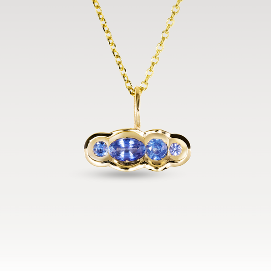 Pale Blue Sapphire East-West OBI no.4 Pendant (with 16-18" chain)