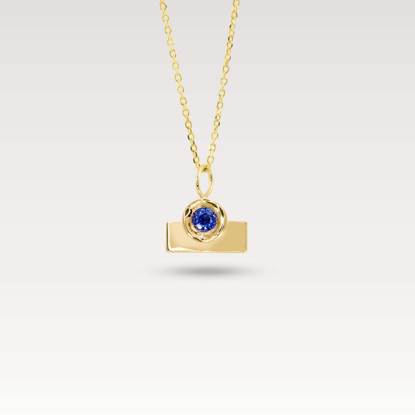 Blue Sapphire OBI no.1 Wide Bar Pendant (With 16"-18" chain)