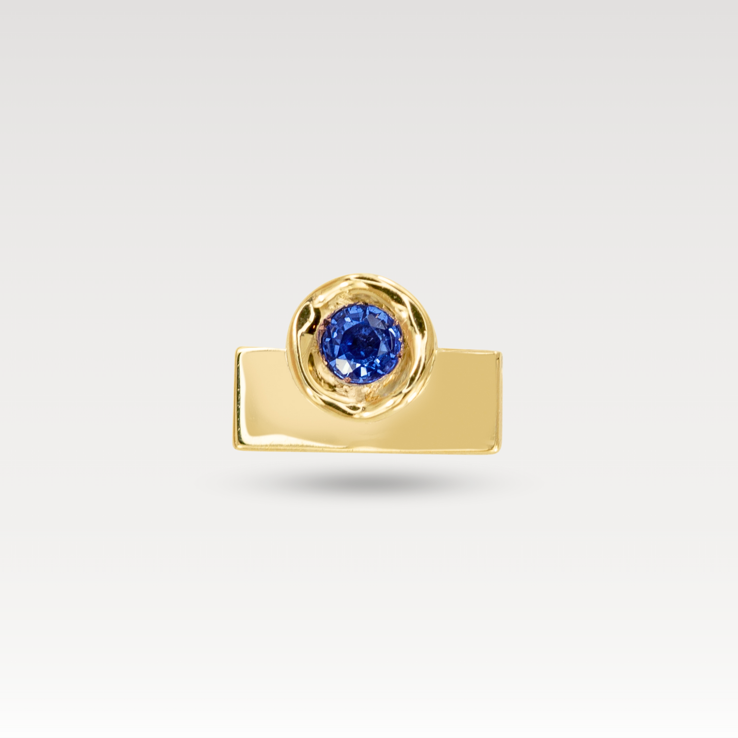 Blue Sapphire OBI no.1 Wide Bar Stud (single earring)