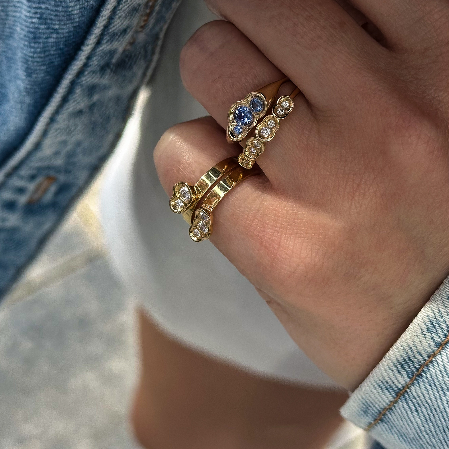 Blue Sapphire Round Obi no.3 Signet Ring