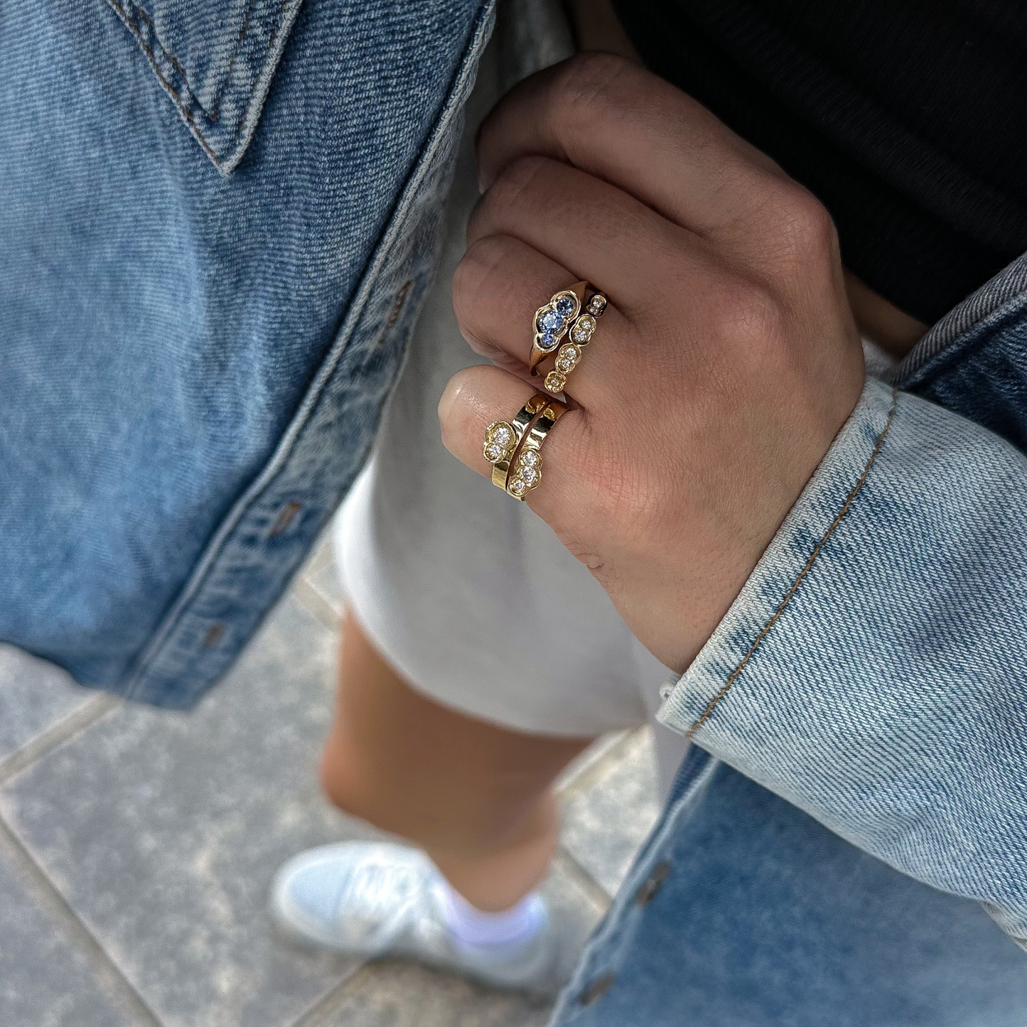 Blue Sapphire Round Obi no.3 Signet Ring