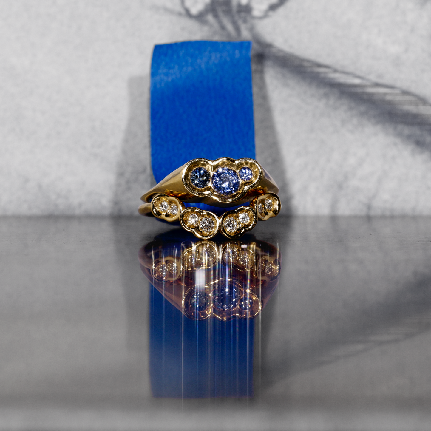 Blue Sapphire Round Obi no.3 Signet Ring