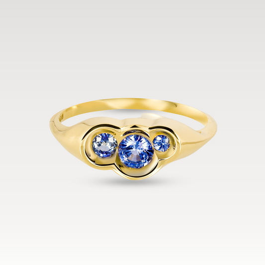 Blue Sapphire Round Obi no.3 Signet Ring
